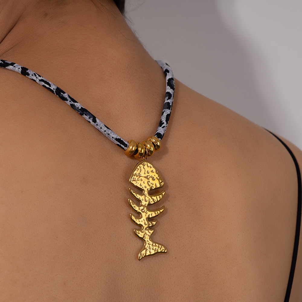 1 Piece Leopard Print Gold Color Stainless Steel Women's Pendant Necklaces Picture4