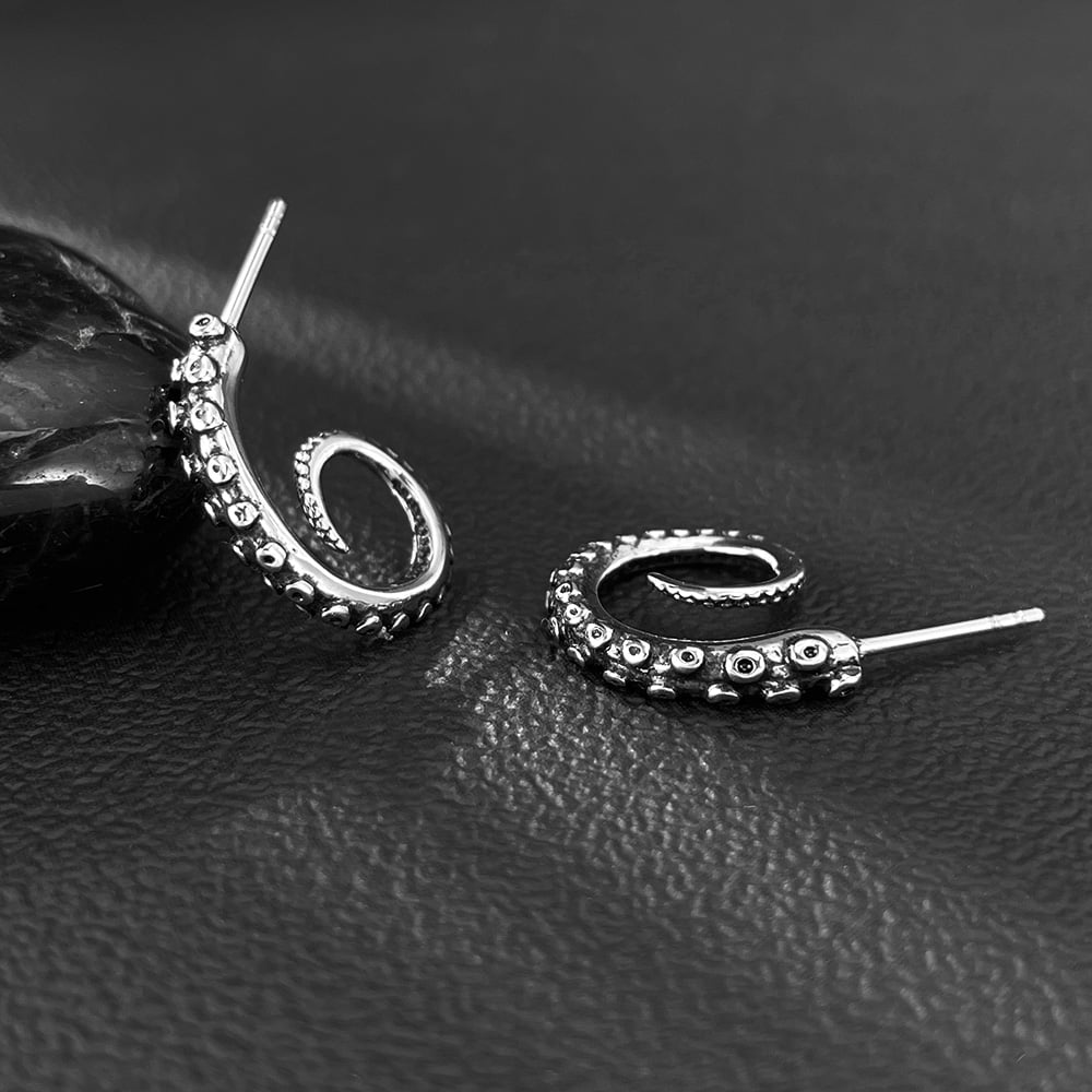 Pendientes de acero inoxidable con diseño de tentáculo de pulpo para hombre h5Imagen5
