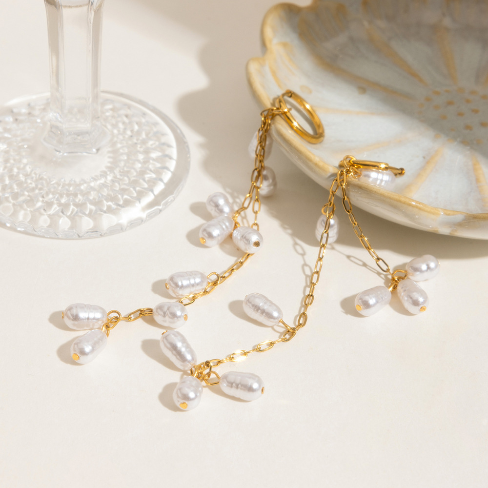 Elegant Tassel Stainless Steel  Gold Color  Dangle Earrings h5Picture4