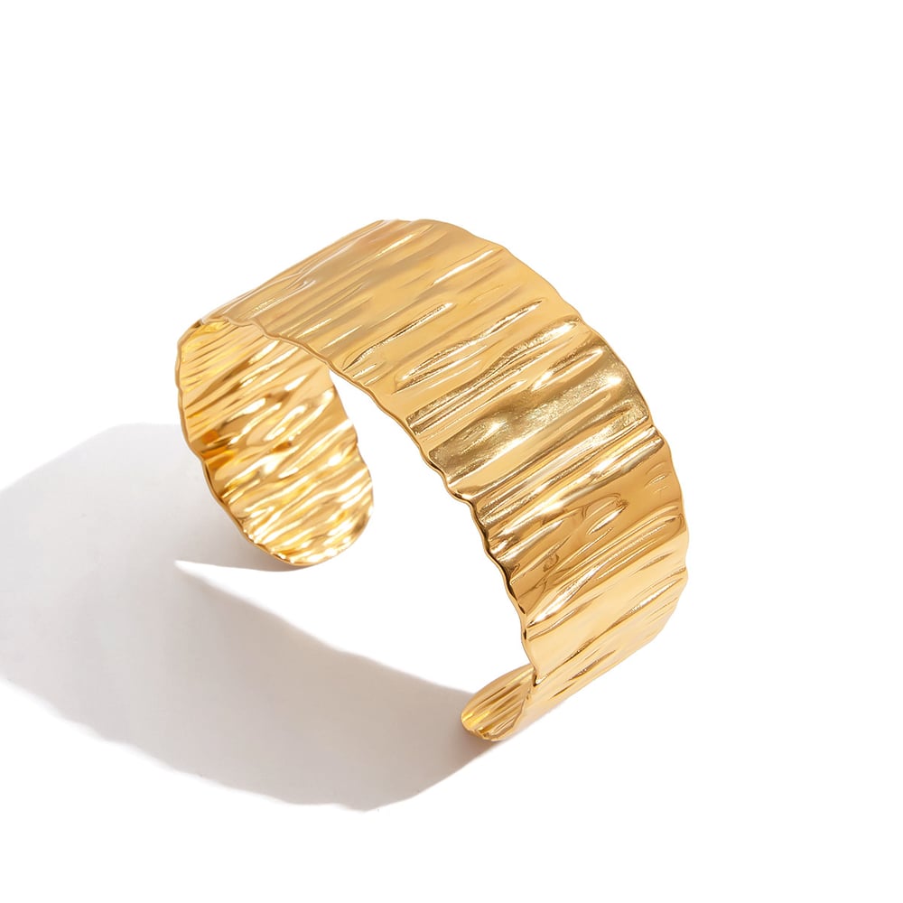 Solid Color Stainless Steel Gold Color Cuff Bracelets 