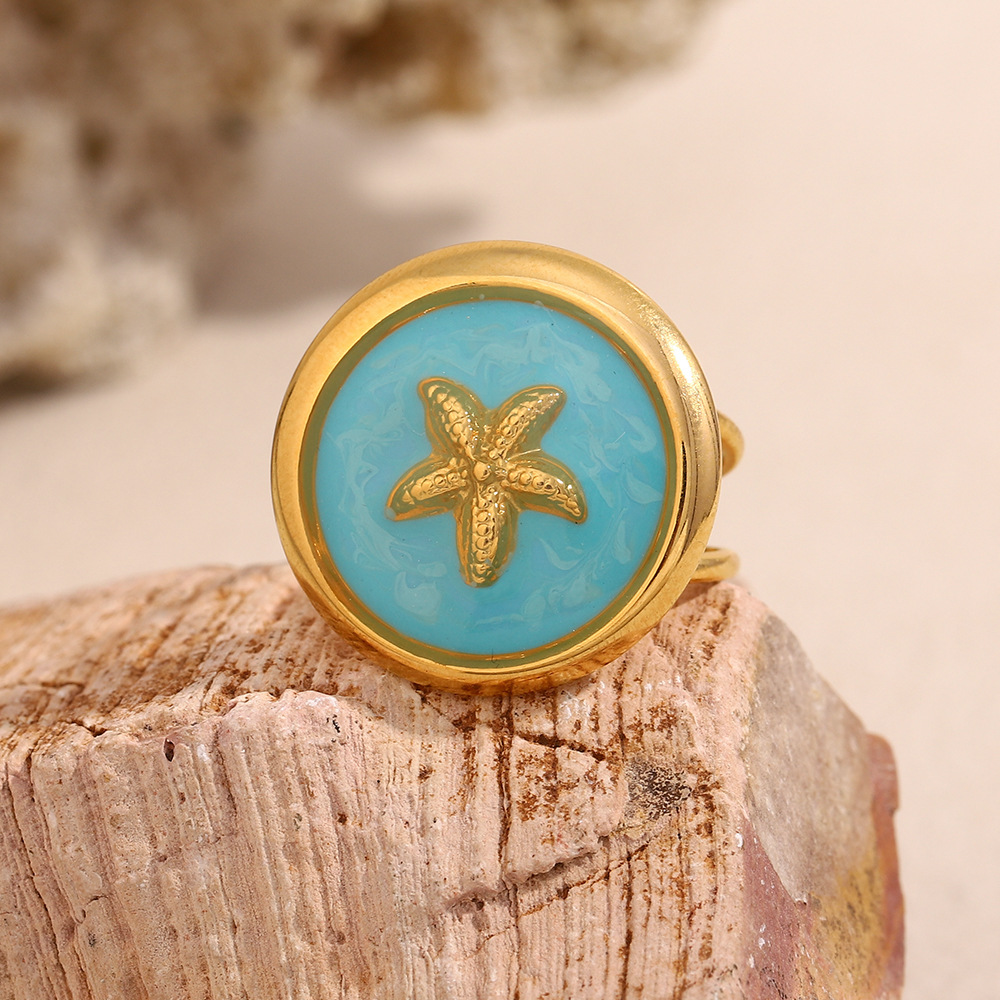 Luxury Style Retro Ocean Series Stainless Steel Women's Rings h5Picture3
