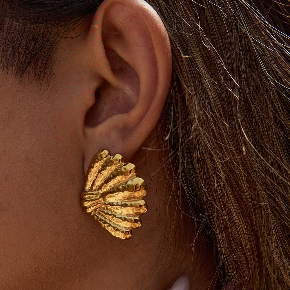 Shell Stainless Steel Gold Color Stud Earrings h5Picture3