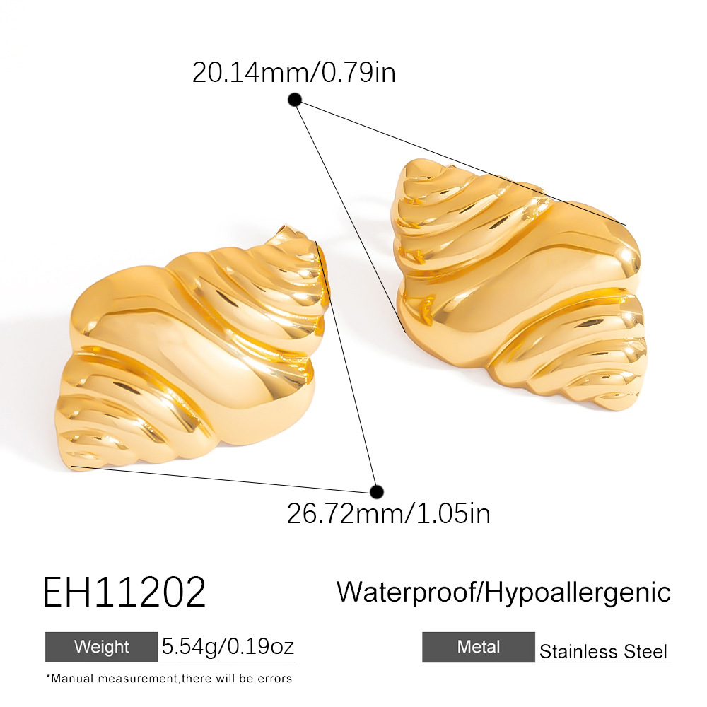 Glamorous Conch Shape Stainless Steel Gold Color Women's Stud Earrings 