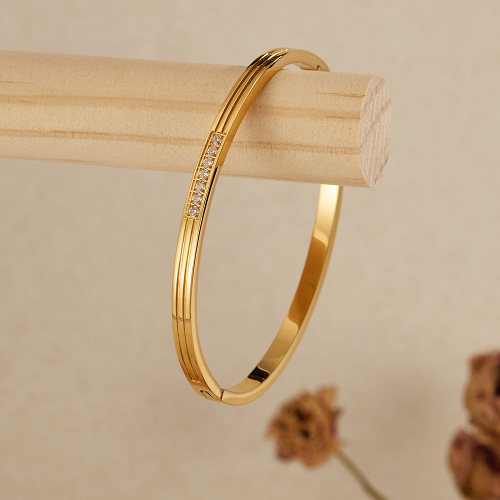 1 Stück Simple Series Edelstahl Damen Armreifen Bild4