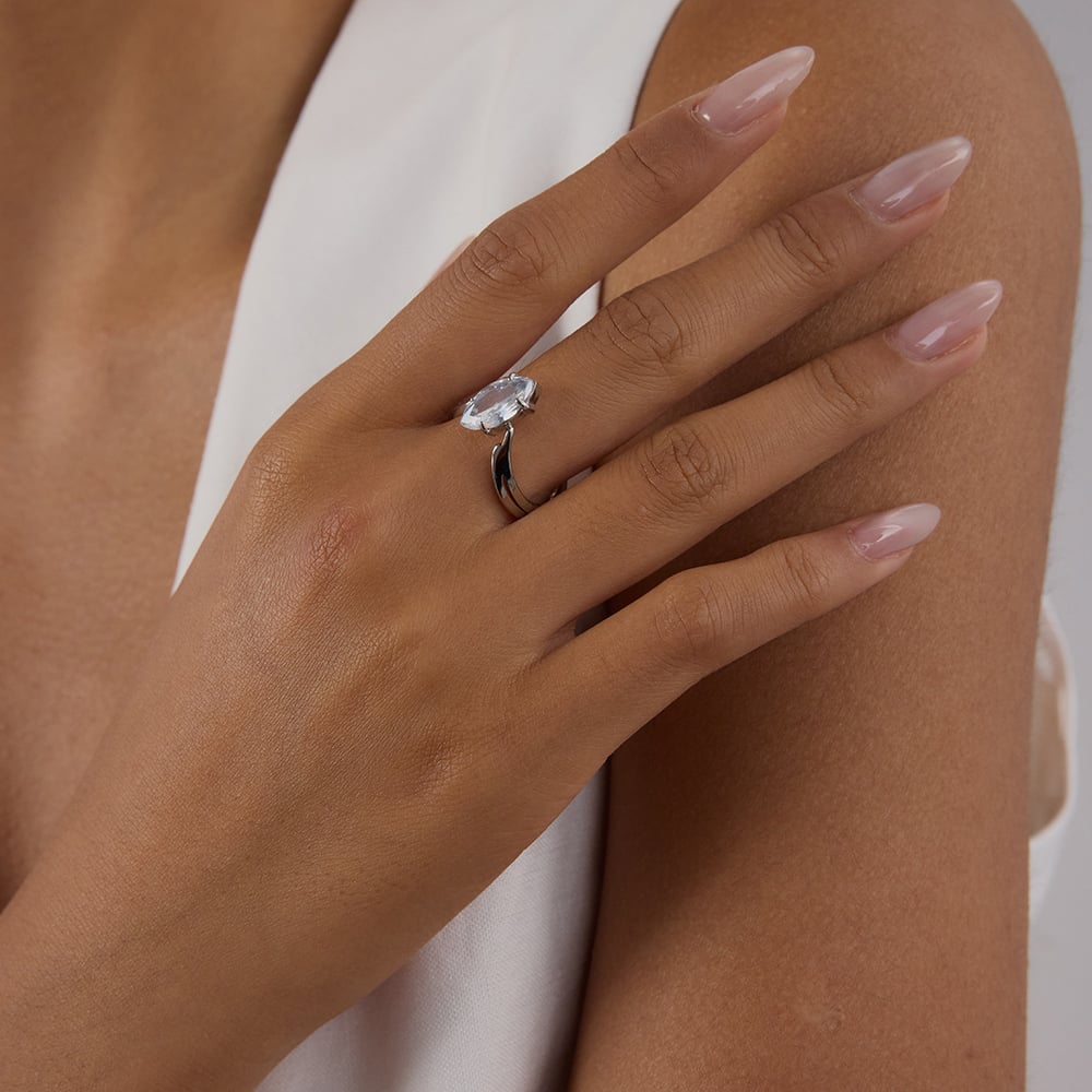 Simple Stainless Steel Gold Color Gemstone Rings h5Picture5