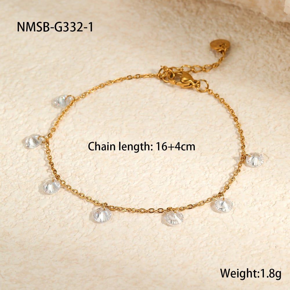 1 Pair Simple Series Sweet Chain Stainless Steel   Gold Color  Women's Chain Bracelets