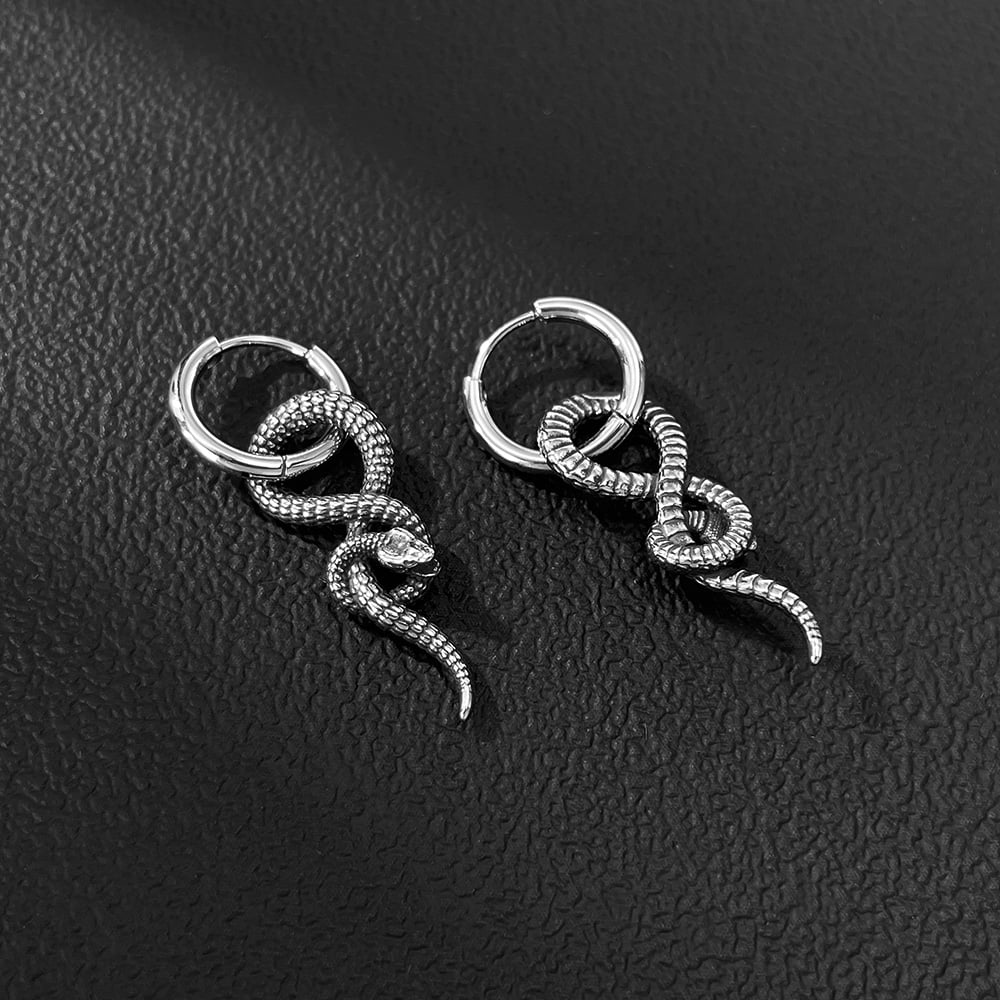 Hip-Pop Yılan Paslanmaz Çelik Erkek Küpeleri Resim3