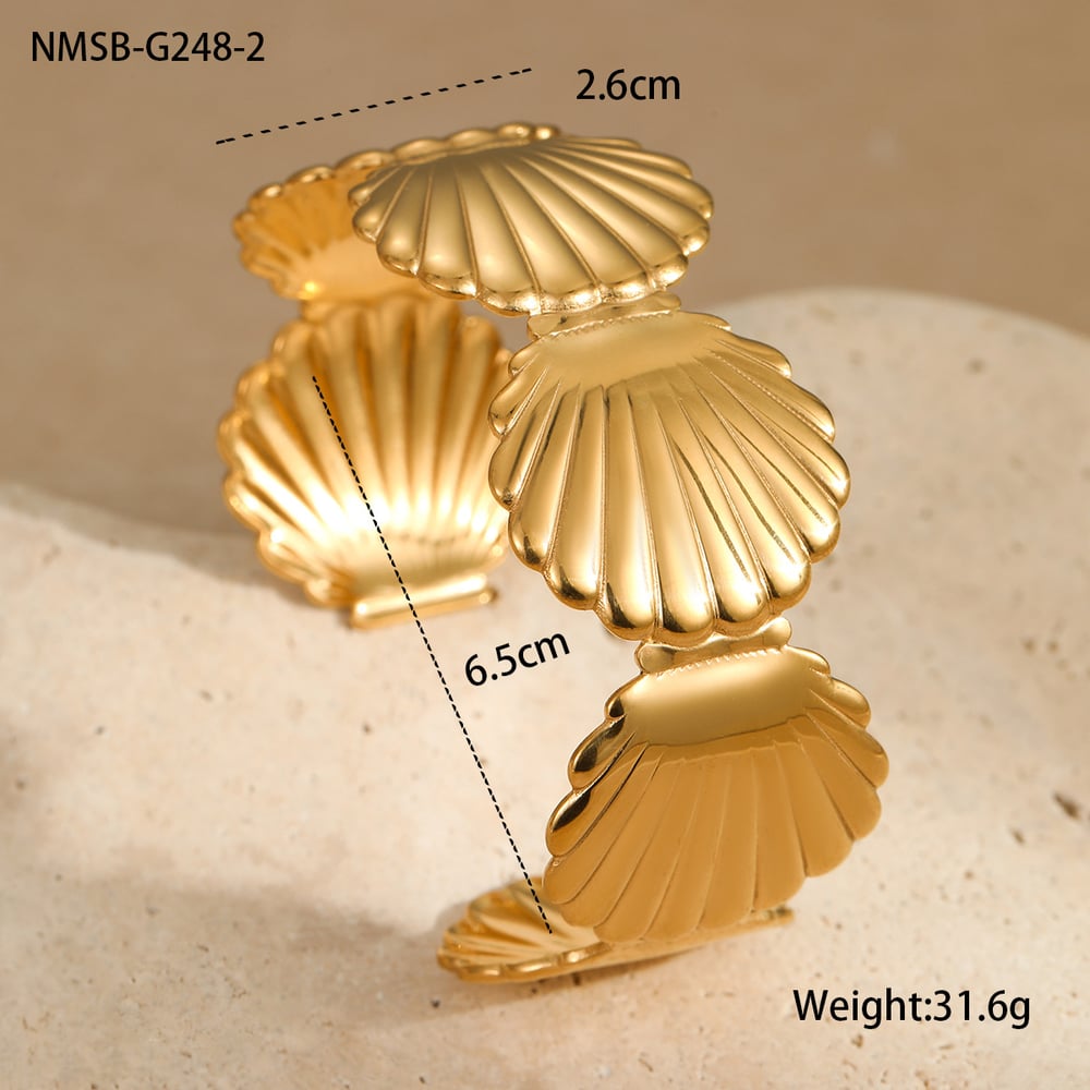 1 Piece Luxurious Series Elegant Strip Stainless Steel Gold Color Women's Bangles