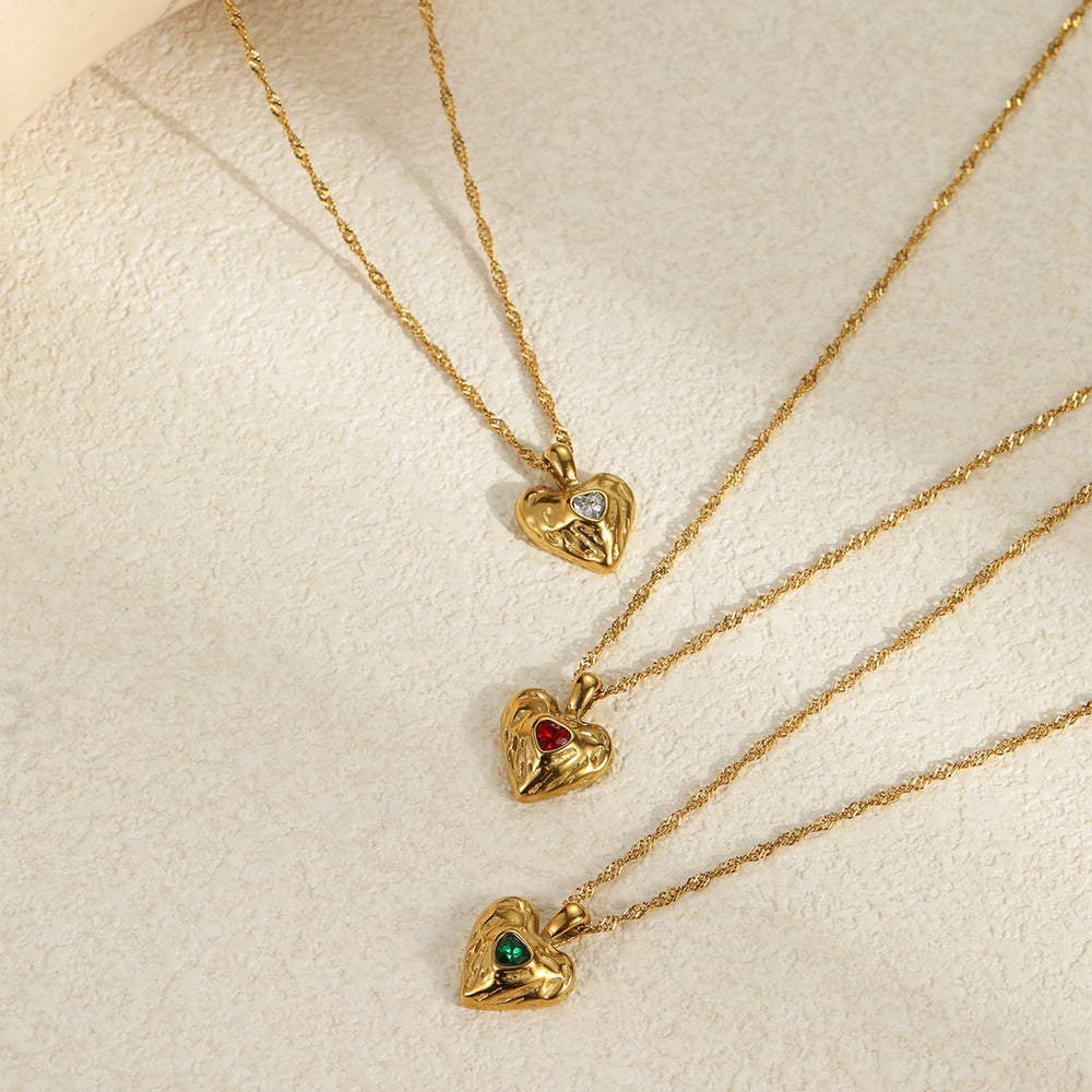 1 Pair Simple Series Daily Heart Stainless Steel   Gold Color  Women's Pendant Necklaces h5Picture2