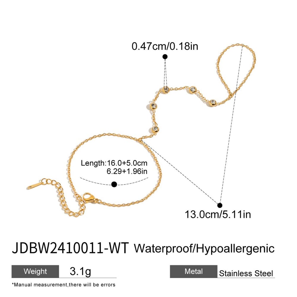 Simple Stainless Steel Gold Color Finger Bracelet 