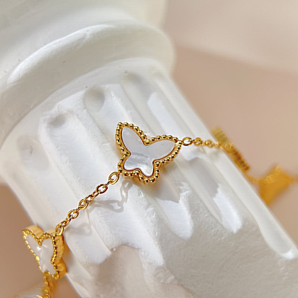 Schmetterlings-Charm-Armbänder aus Edelstahl in Goldfarbe h5Bild7