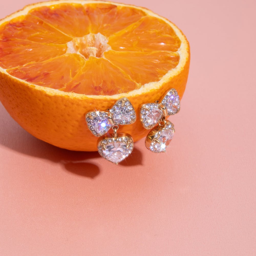 Retro Heart Stainless Steel Gold Color Drop Earrings h5Picture6