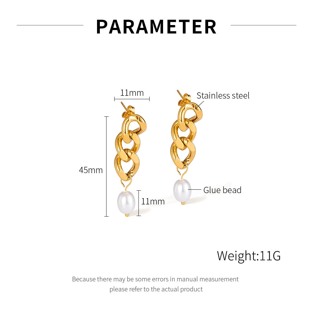 1 Paar einfache Serie täglich geometrische Edelstahl Gold Farbe Damen Tropfen Ohrringe Bild2