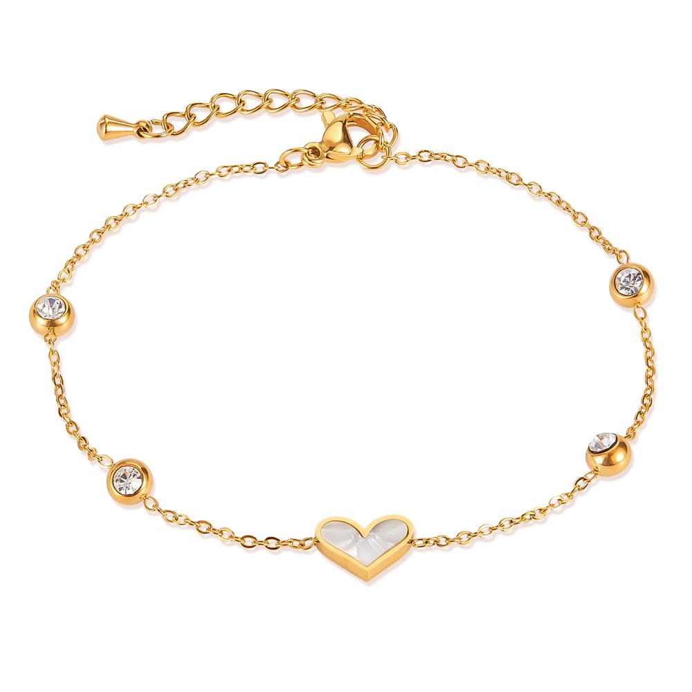 Herz Edelstahl Gold Farbe Shell Charm Armbänder 