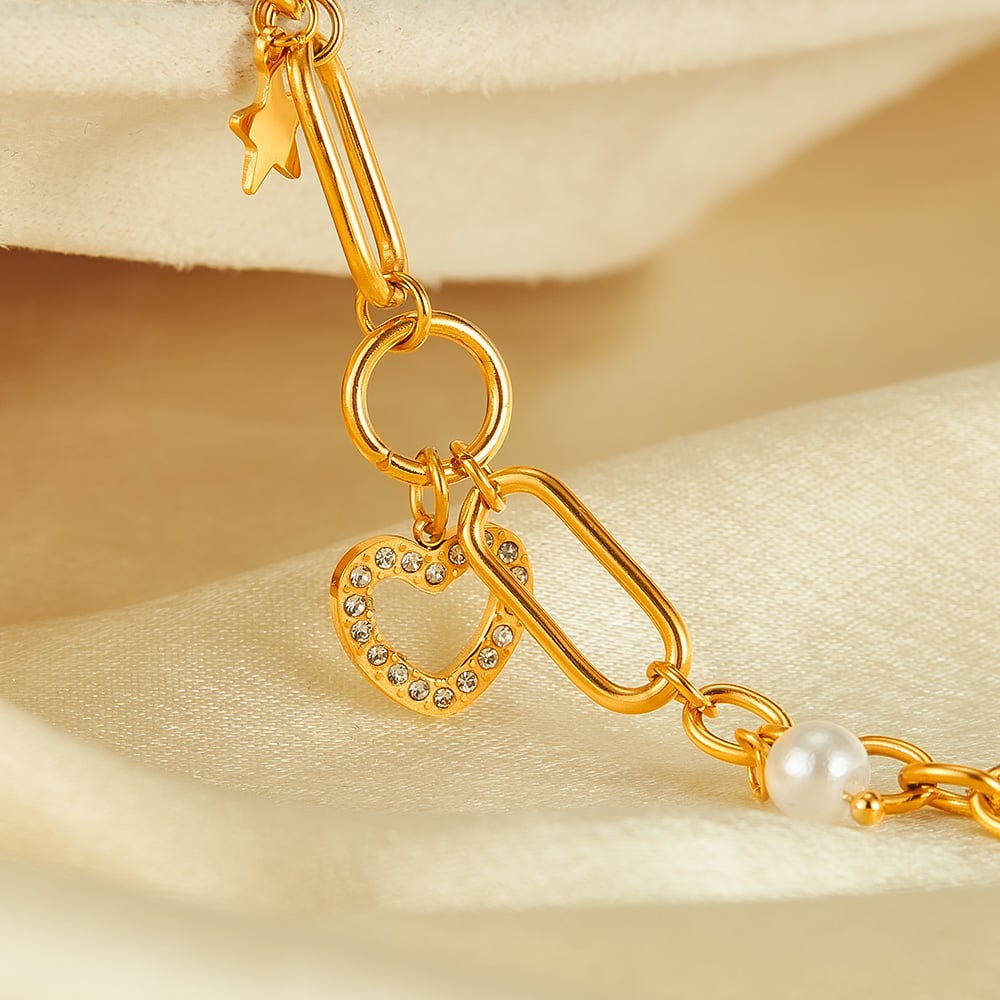 Herz Edelstahl Gold Farbe Charm Armbänder Bild3