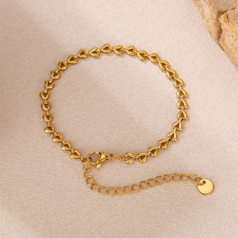 1 Stück Simple Series Tägliche geometrische Edelstahl Goldfarbene Damen-Kettenarmbänder h5Bild3