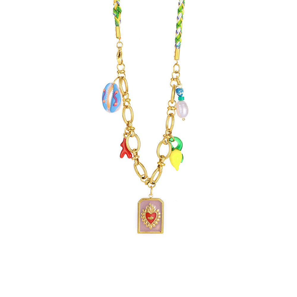 Colorful Oil- Glazing Conch Stainless Steel Women's Pendant Necklaces