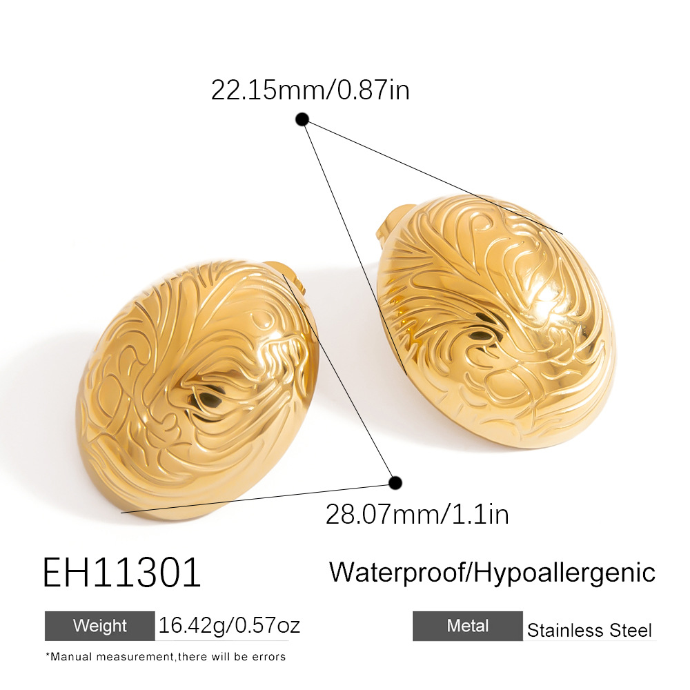 Stainless Steel Gold Color Stud Earrings h5Picture2