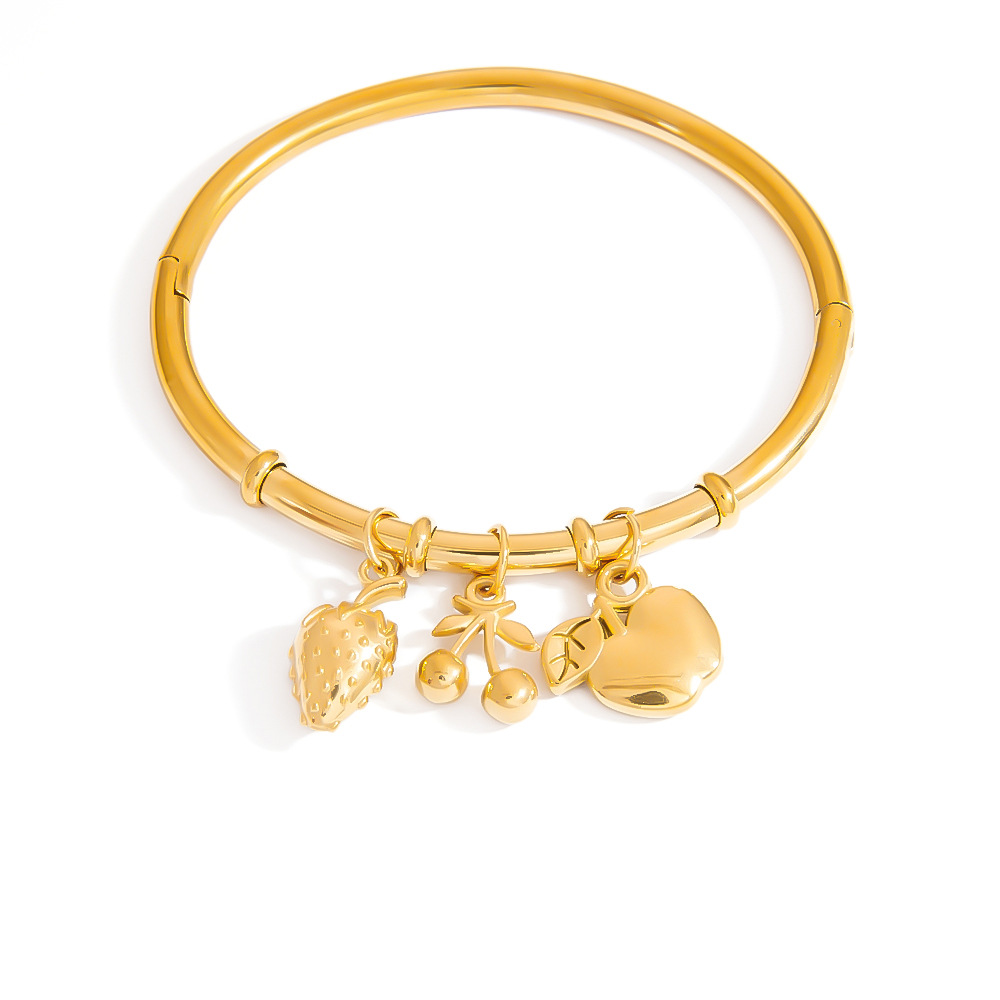 Cute Fruit Stainless Steel Gold Color Women's Charm Bracelets Picture6
