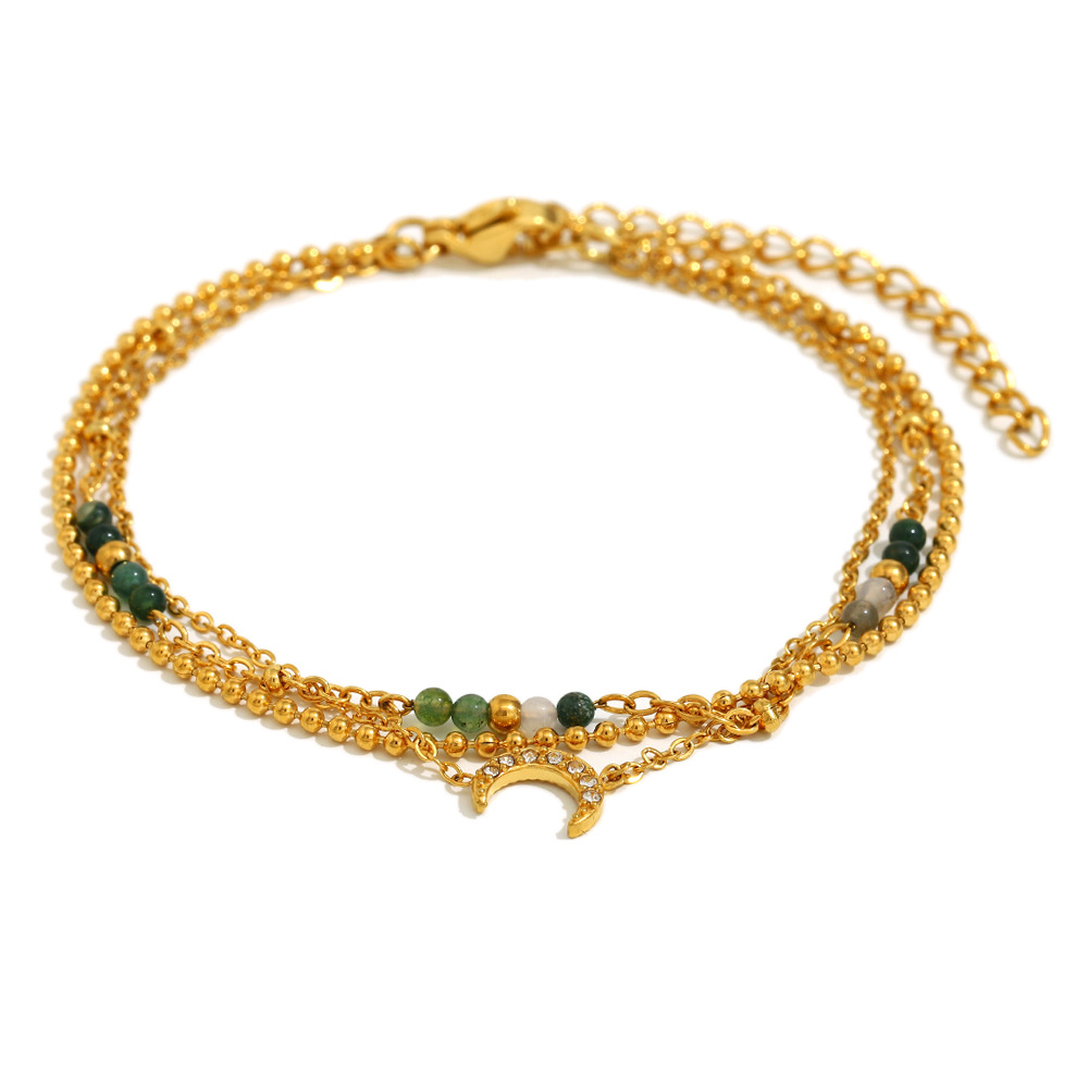 Simple Series Retro Moon Stainless Steel Women's Chain Bracelets