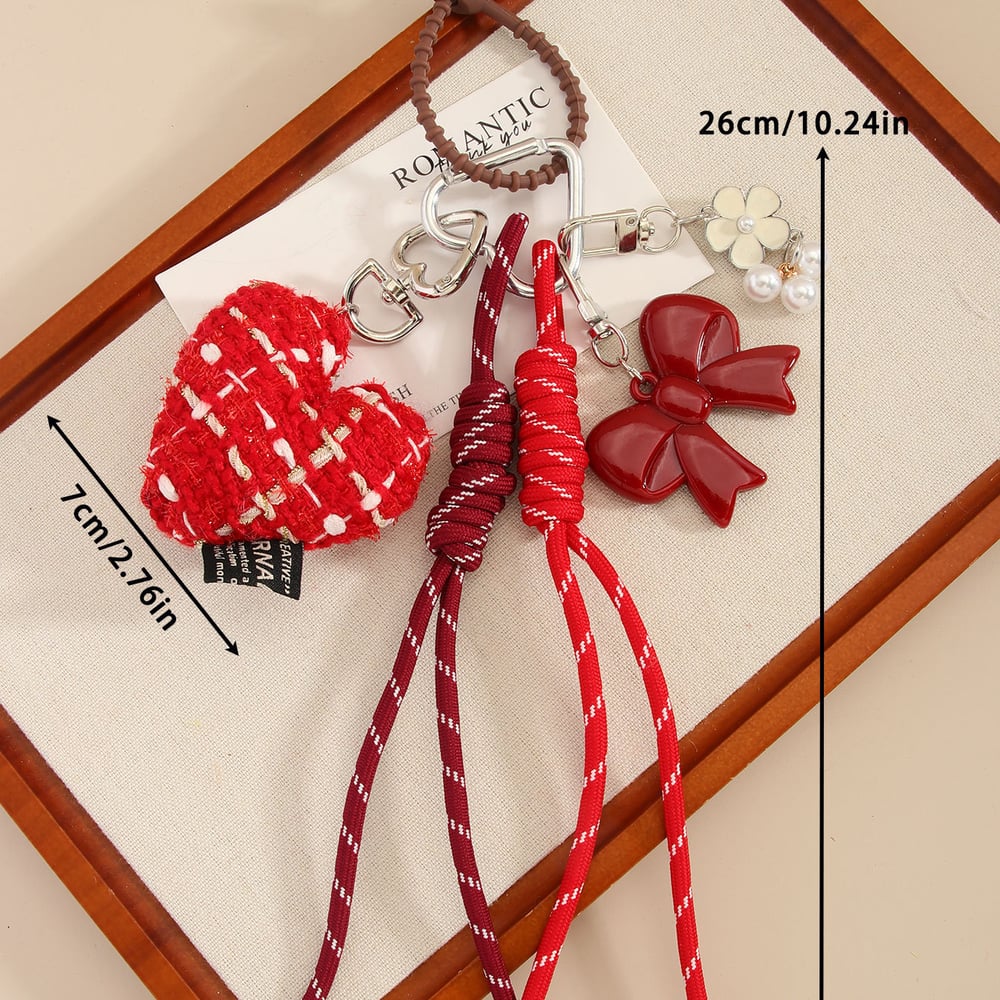 1 Piece Stylish Fabric Girlish Heart - shaped Bow - knot Bag Charms Picture7