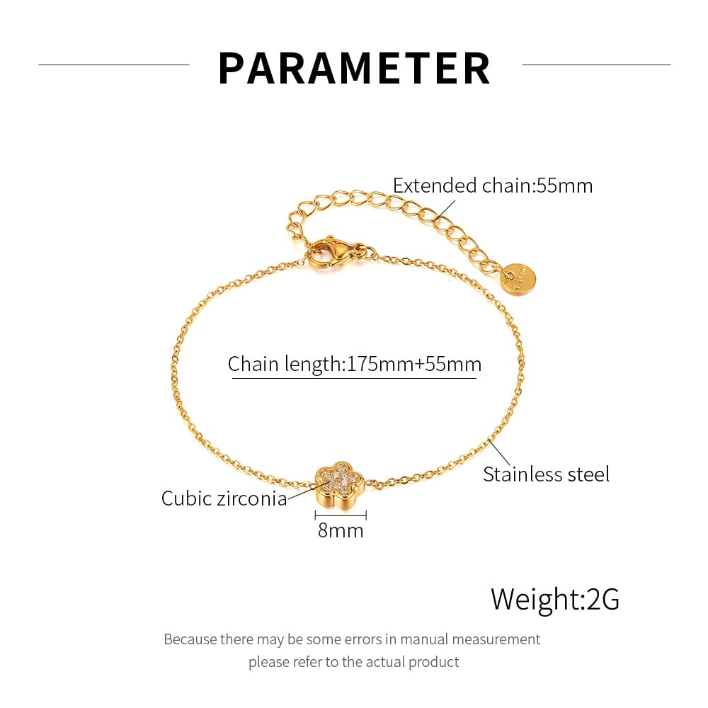 Blumen-Charm-Armbänder aus Edelstahl in Goldfarbe Bild2