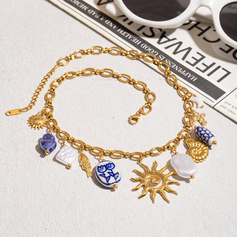 Romantic Stainless Steel Gold Color Pendant Necklaces