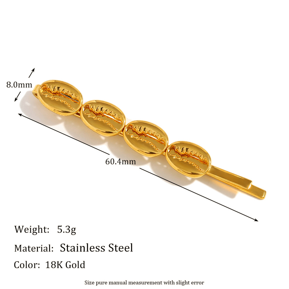 1 Piece Ocean Series Vintage - designed Gold - colored Stainless Steel Hair Clips