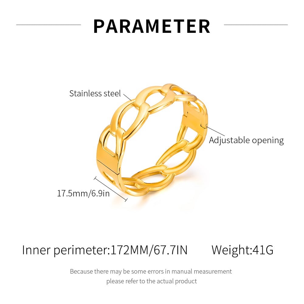 1 Stück Simple Series Tägliche geometrische Edelstahl Goldfarbene Damenarmreifen h5Bild2