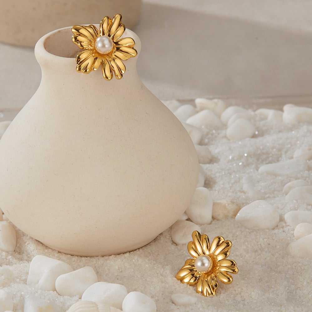 1 Paar Simple Series Daily Plant Edelstahl Goldfarben Damen Ohrstecker Bild7