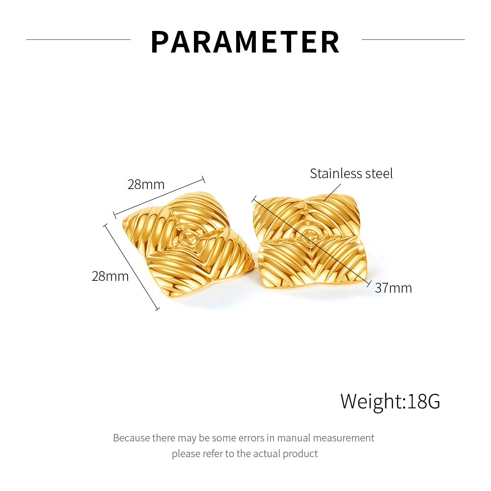 1 çift basit seri gk geometrik paslanmaz çelik altın rengi kadın küpe h5Resim2