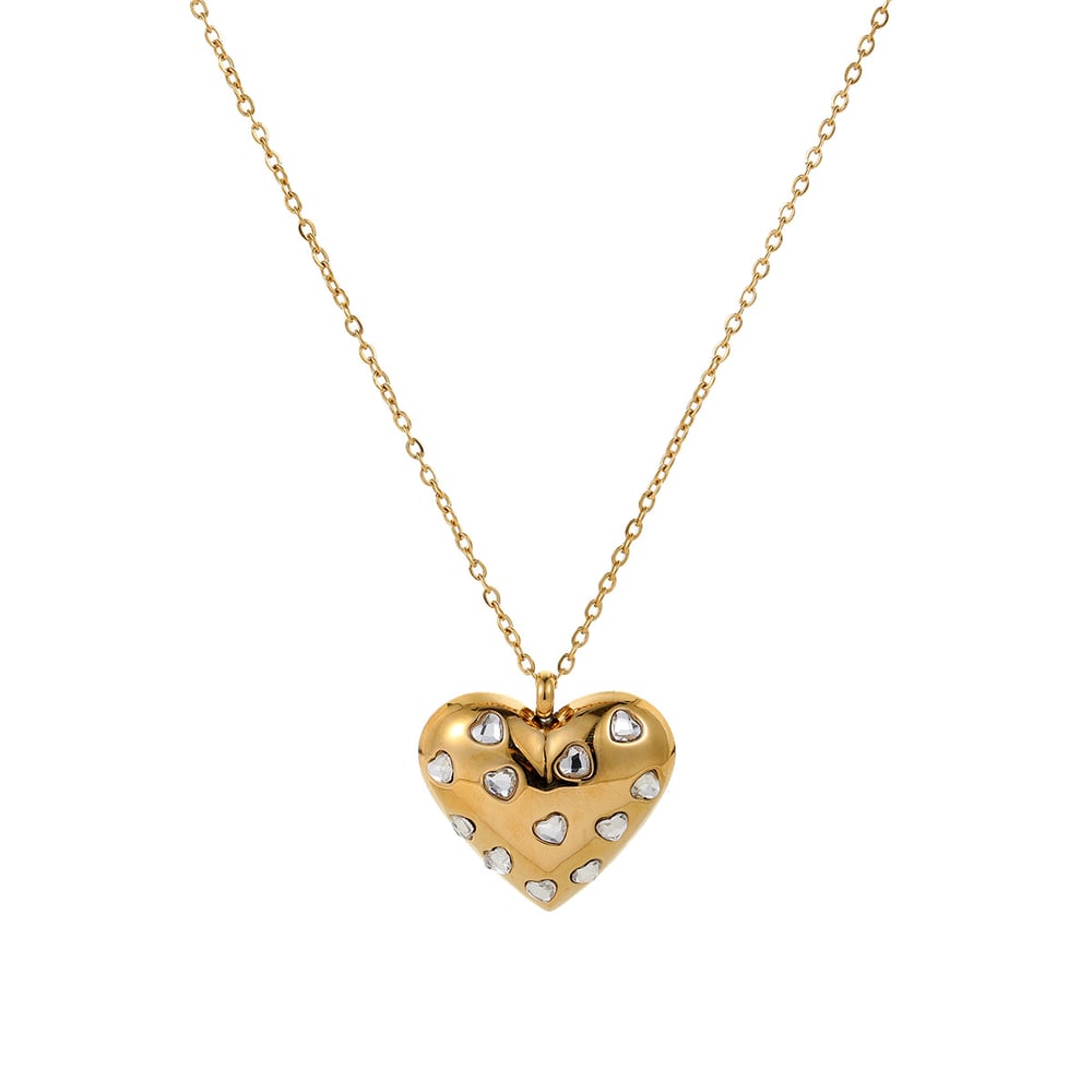 1 Pair Romantic Series Daily Heart Stainless Steel   Gold Color  Women's Pendant Necklaces h5Picture5