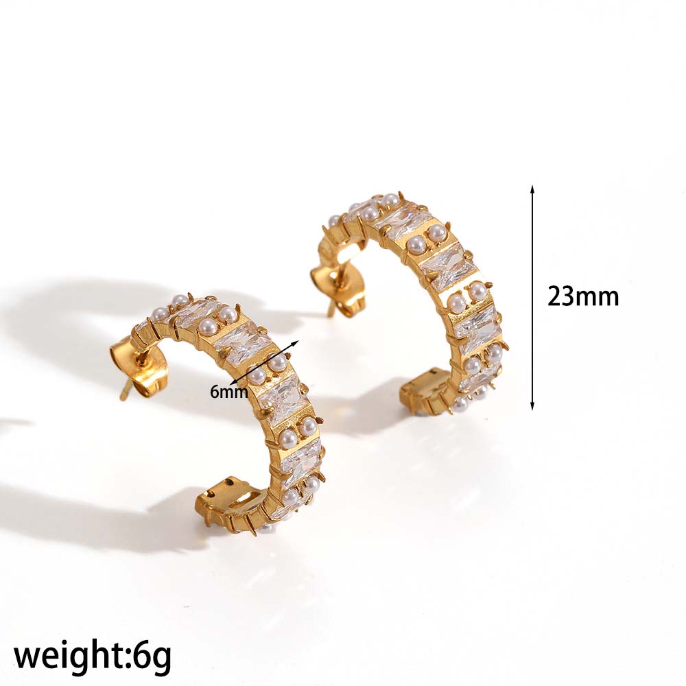 Stainless Steel Gold Color Hoop Earrings Picture2