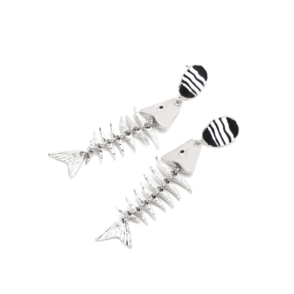 Fish Bone Alloy Drop Earrings h5Picture4