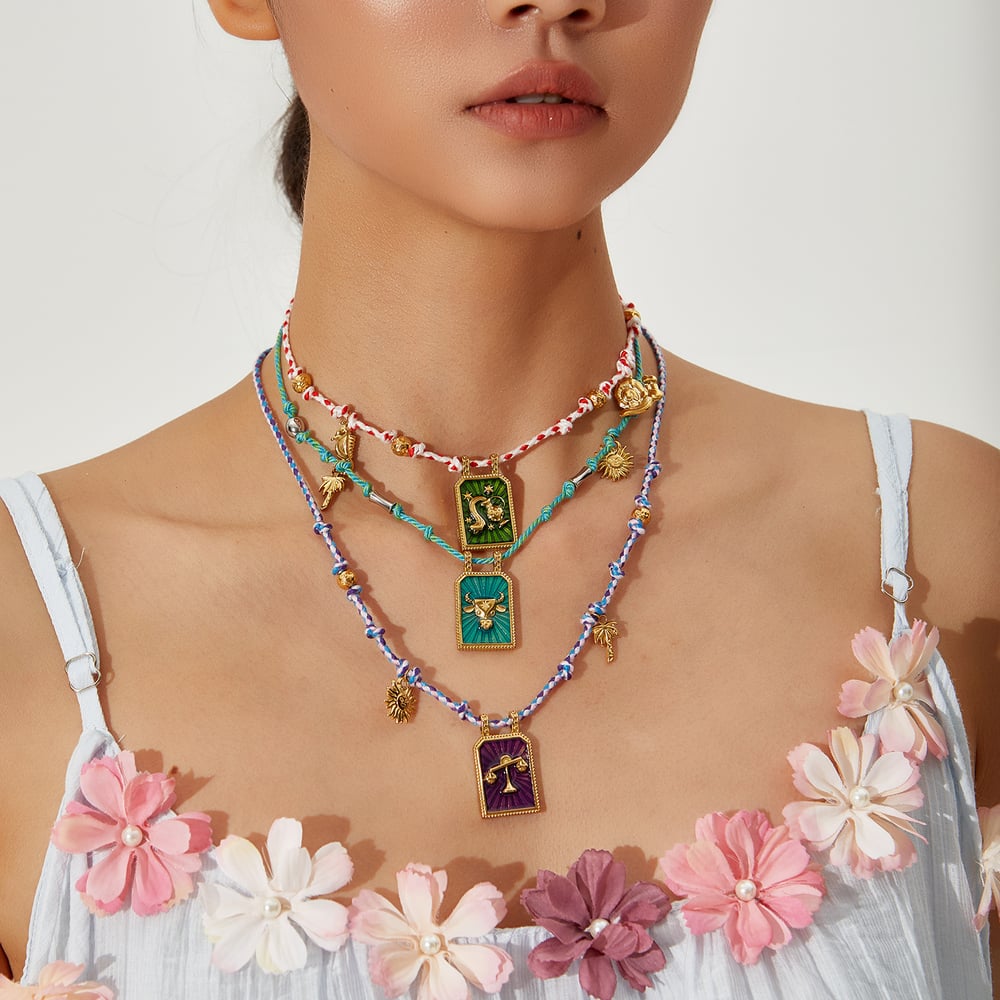 1 Pair Romantic Series Retro Geometric Stainless Steel   Gold Color  Women's Pendant Necklaces h5Picture4