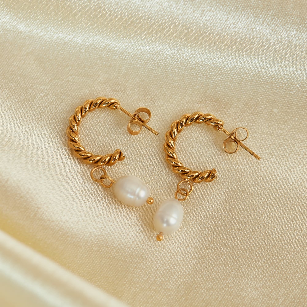 1 Paar einfache Serie täglich geometrische Edelstahl Gold Farbe Damen Tropfen Ohrringe h5Bild3