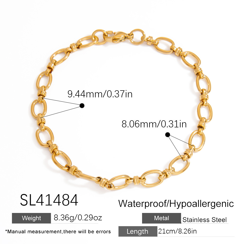 Simple Series Daily Geometric Gold Color  Stainless Steel Women's Chain Bracelets h5Picture2