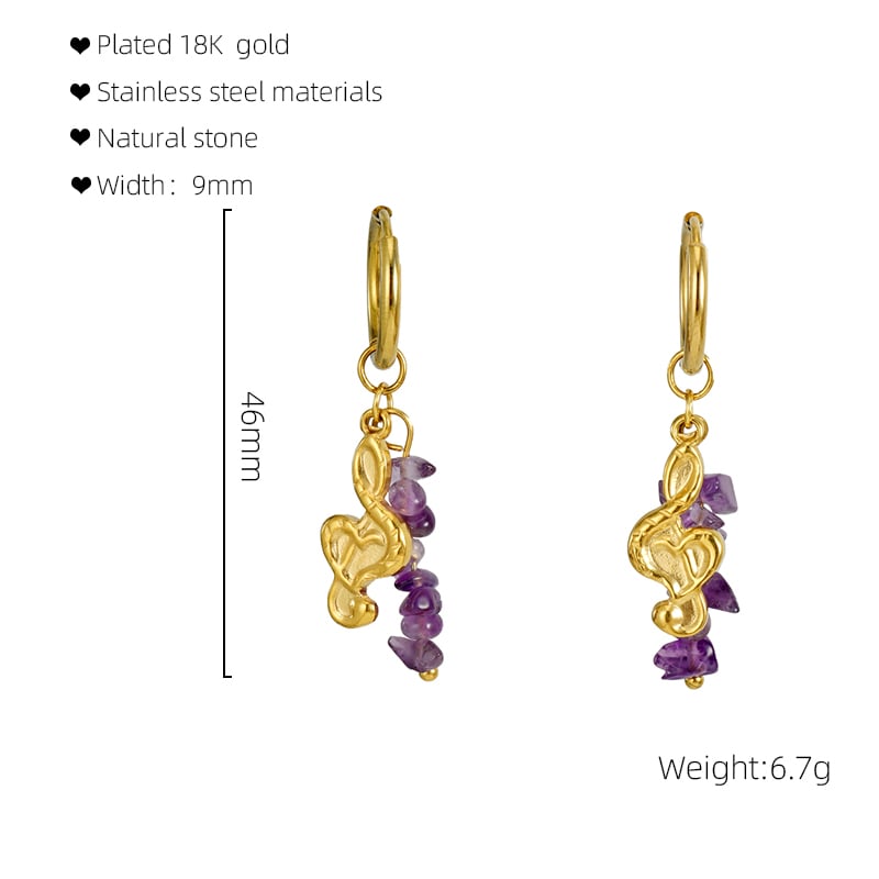 Note Stainless Steel Gold Color Drop Earrings h5Picture2