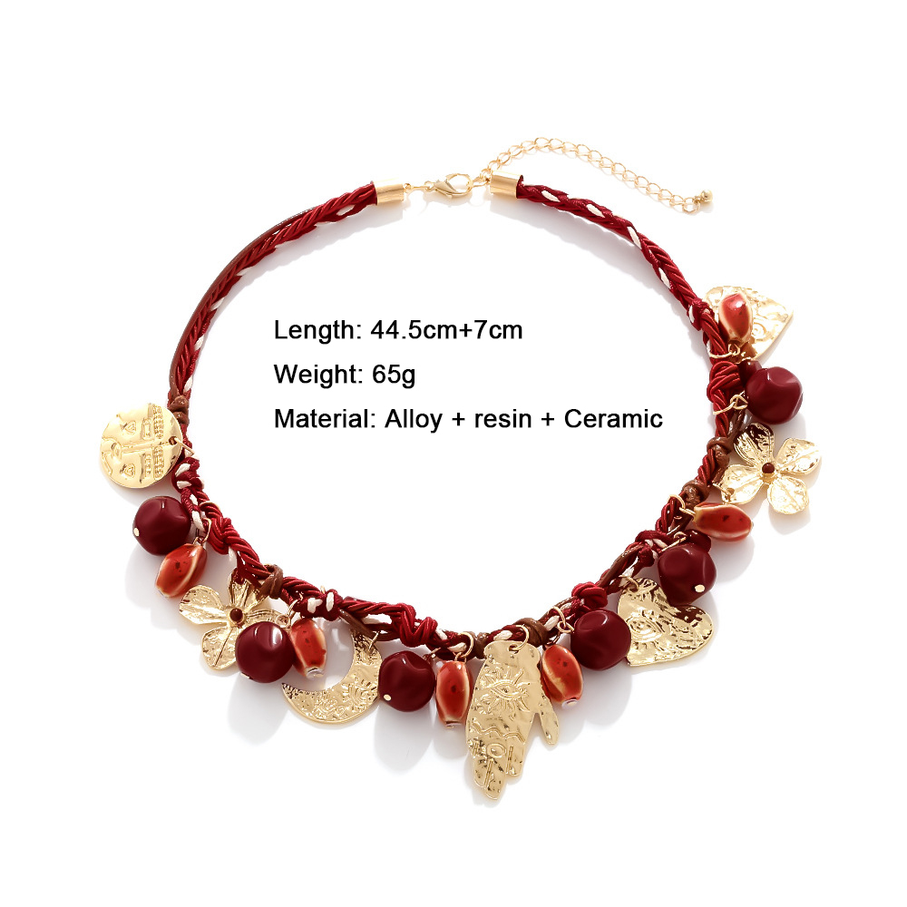 Luxurious Retro Flower Resin Pendant Necklaces