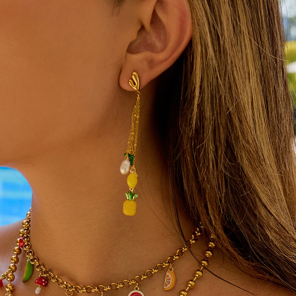 Cute Fruit Gold Color Dangle Earrings h5Picture6