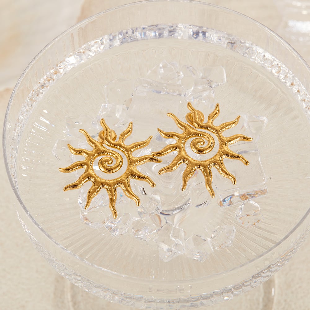 1 Paar Simple Series Tägliche geometrische Edelstahl Goldfarbene Damen-Ohrstecker Bild3