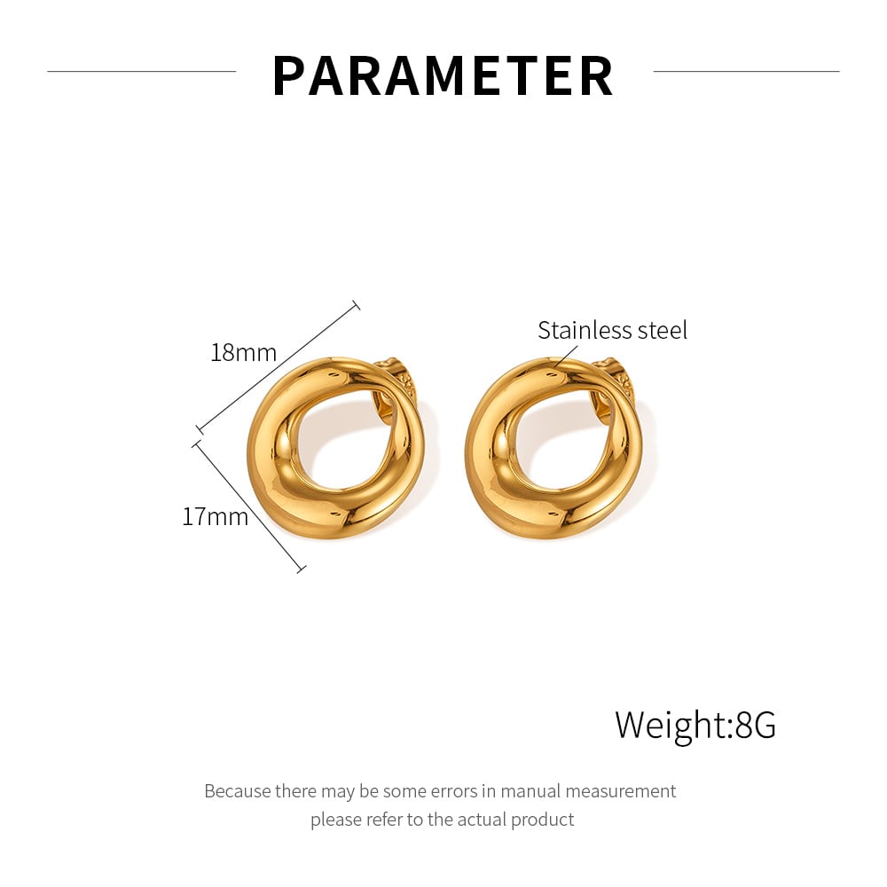 1 Paar Simple Series Tägliche geometrische Edelstahl Goldfarbene Damen-Ohrstecker Bild2