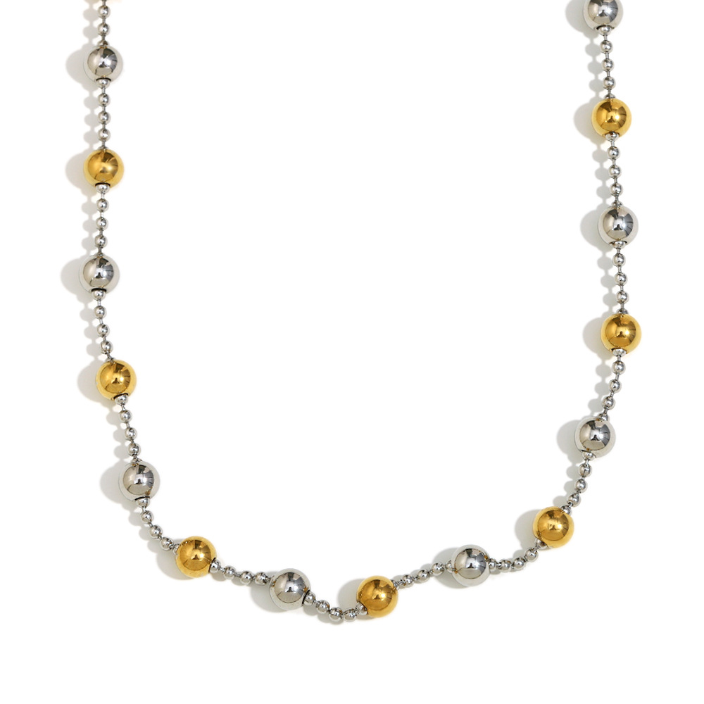 Simple Series Fashion OL Mixed Color Stainless Steel Women's Beaded Necklaces h5Picture4