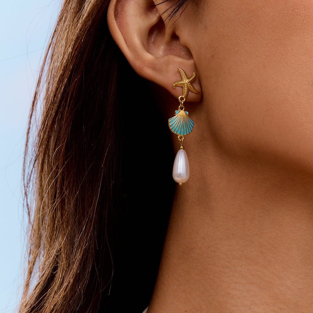 style oceanic stainless steel gold color drop earrings h5Picture3