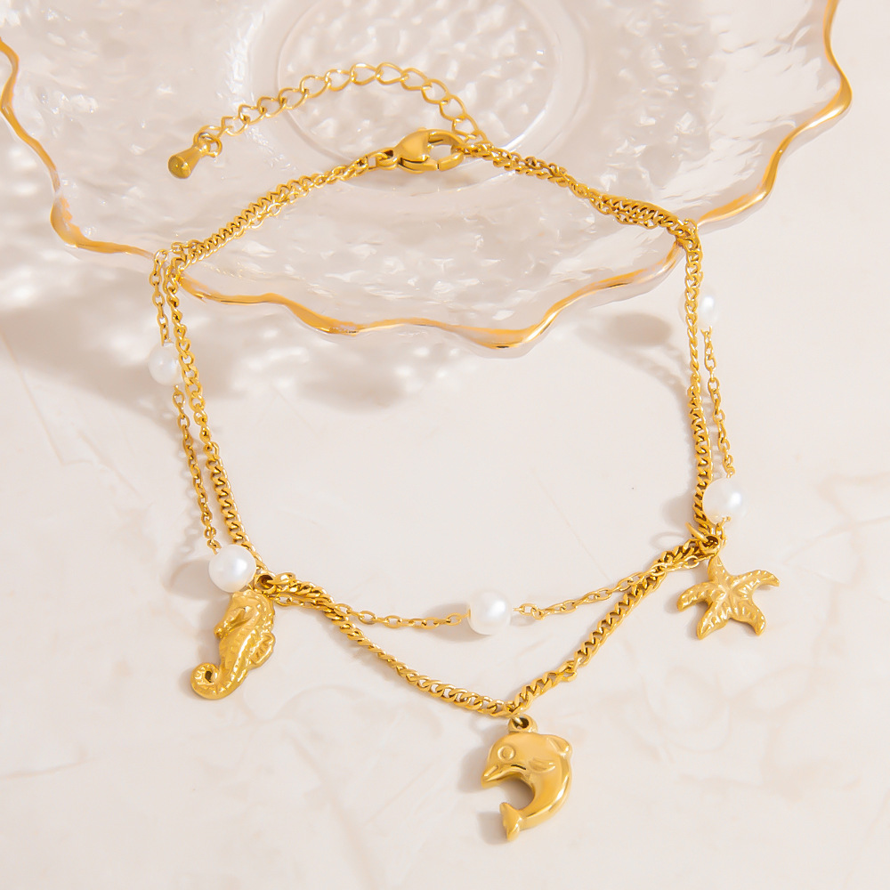 Simple Series Casual Turtle Stainless Steel   Gold Color  Anklets h5Picture4