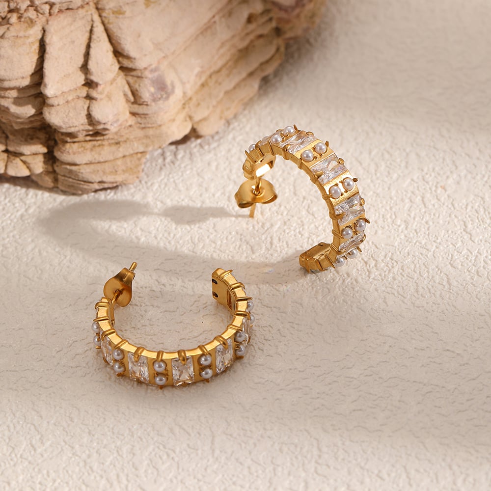 Stainless Steel Gold Color Hoop Earrings Picture3