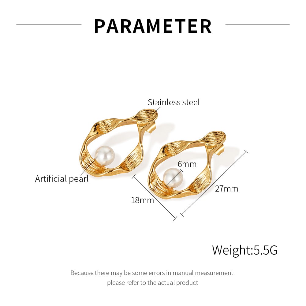1 çift basit seri gk geometrik paslanmaz çelik altın rengi kadın küpe h5Resim2