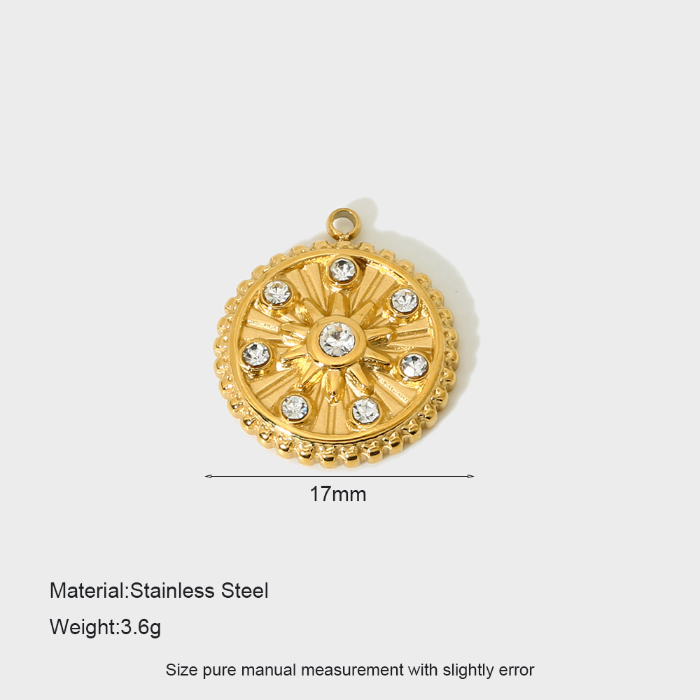 1 Pair Luxurious Series Retro Flower Stainless Steel   Gold Color  Zircon Unisex Pendants Picture3