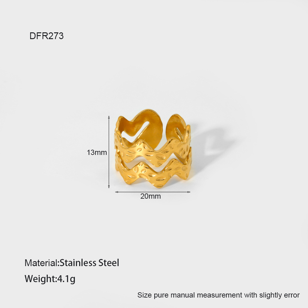 Einfache Serie Tägliche geometrische Edelstahl Gold Farbe Damen Ringe 