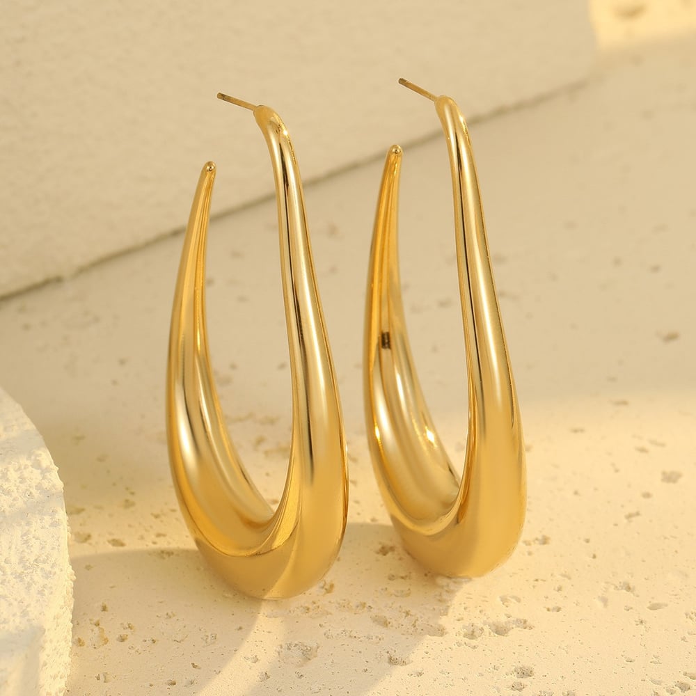 1 Pair Simple Series Simple Solid Color Stainless Steel Women's Hoop Earrings Picture2